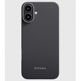 iPhone 16 PiTAKA Ultra-Slim tok FEKETE / SZÜRKE 600D ARAMID - MagSafe